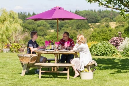 Zest Rose Round Picnic Table for 8 adults