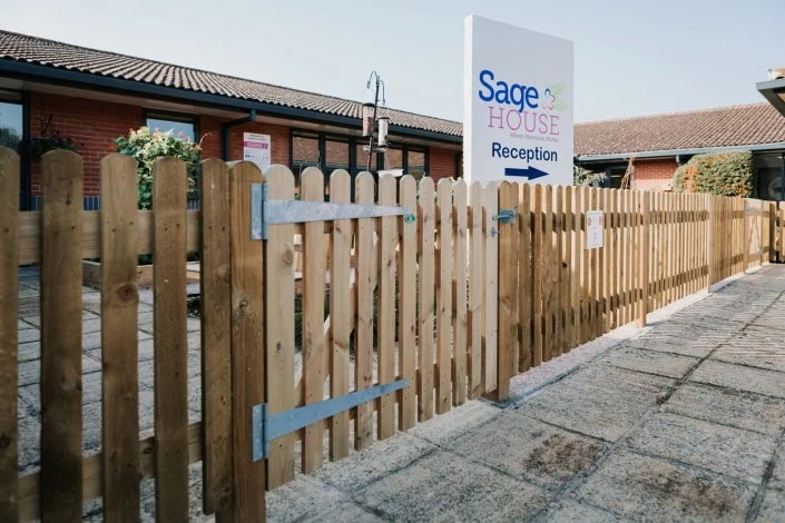 New fencing and gate supplied and installed by Knight Fencing at Sage House in Tangmere for the dementia support sensory garden.