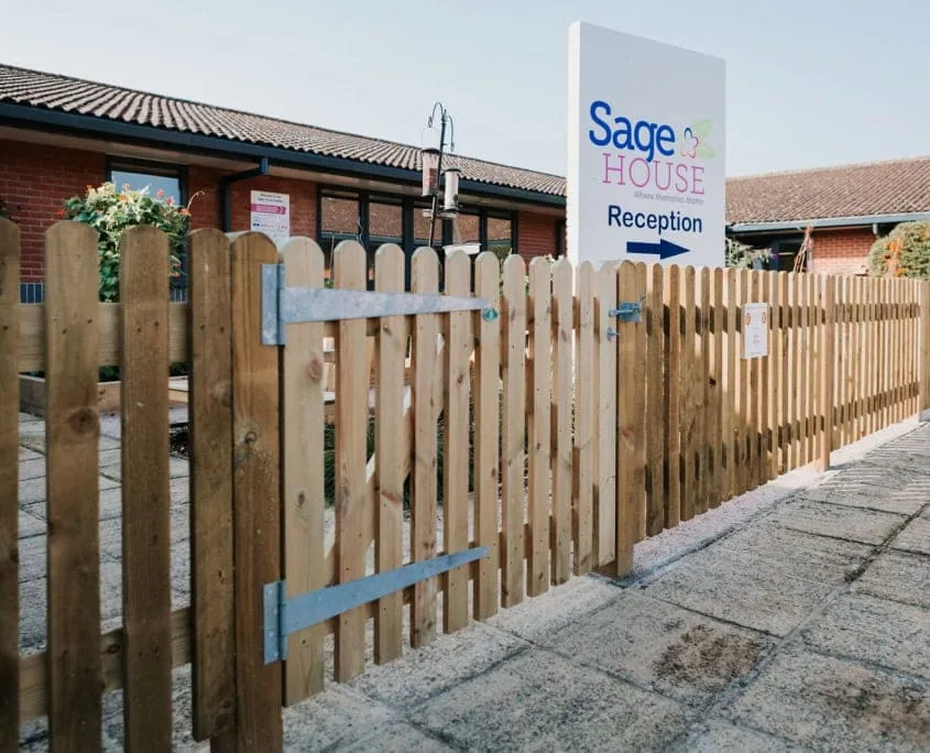 New fencing and gate supplied and installed by Knight Fencing at Sage House in Tangmere for the dementia support sensory garden.