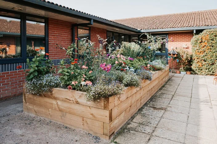 Planters at Sage House in Tangmere for the dementia support sensory garden.