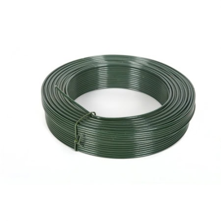Coil of green PVC-coated tying wire
