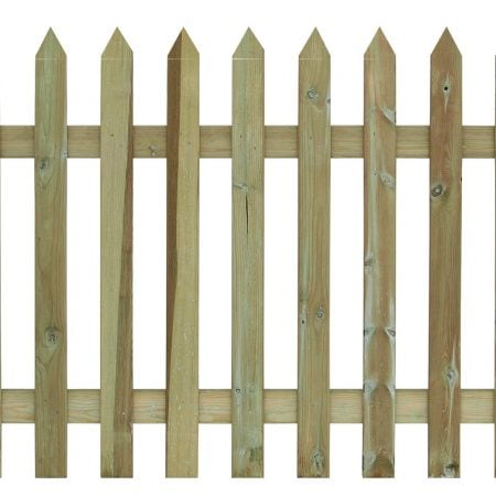 Pointed top wooden palisade fencing