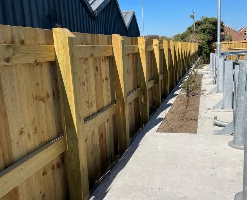 Photo of Timber closeboard fencing installed by Knight Fencing at Salisbury Railway Station