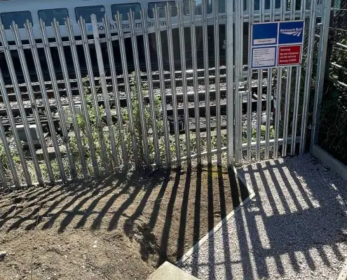 Photo of Network rail spec Steel palisade & Gates at Salisbury Railway Station by Knight Fencing Ltd.