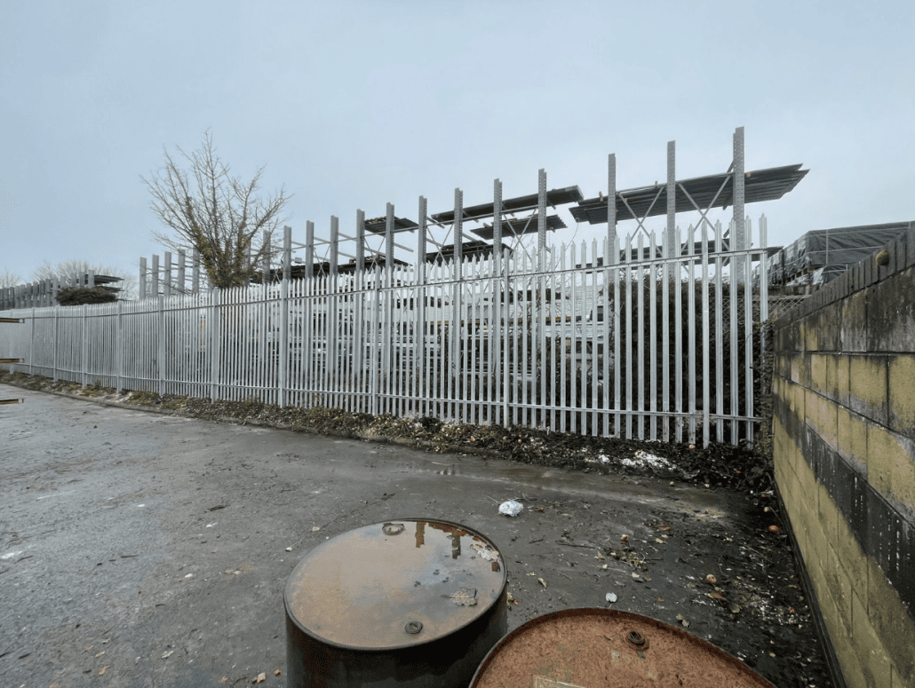 70m steel palisade fence line for Air Vent Technology by Knight Fencing