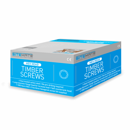 Box of Sitemate hex head timber screws