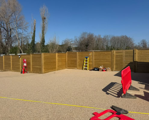 2.0m high Jacksons tongue and groove fencing and marine-coated mesh gates at Hilsea Lido