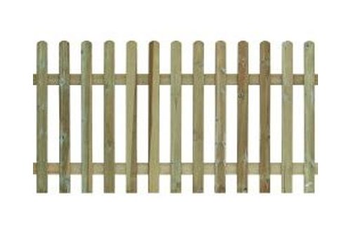 A photo of rounded top palisade fencing